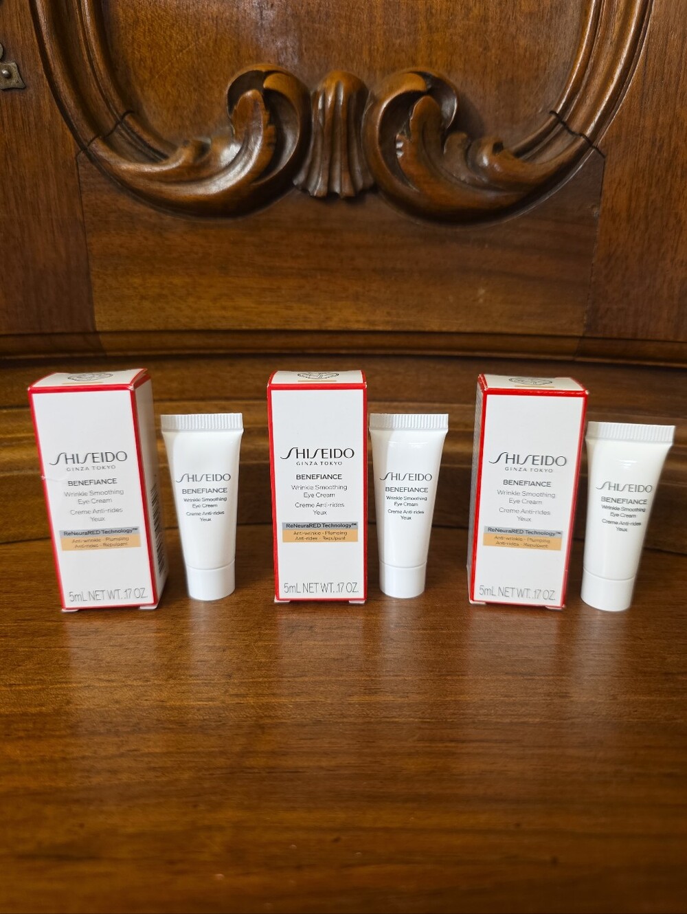 3x Shiseido Ginza Tokyo Benefiance Wrinkle Smoothing Eye Cream, .17oz Each--NIB